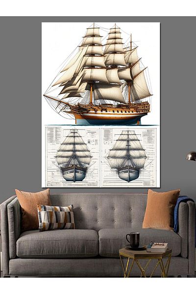 Tablomega Sailboat Adventure Decorative Canvas - Mdf Wood Table