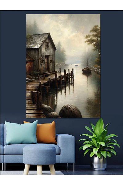Tablomega Canvas Decorativ Casa Lacului Pacei - Tablou din Lemn MDF