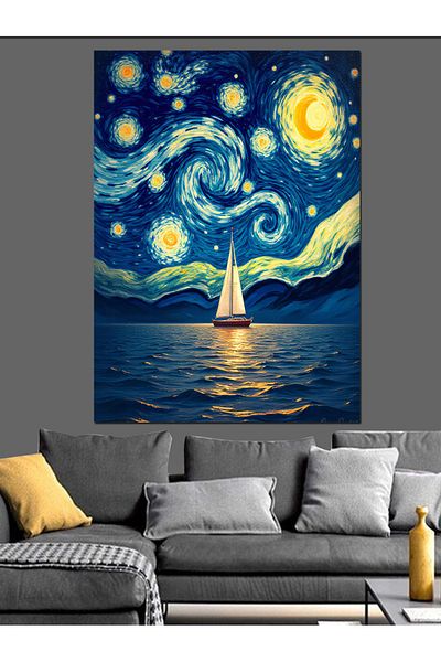 Tablomega Journey of the Starry Night Decorative Canvas - Mdf Wooden Painting
