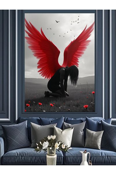 Tablomega Red Wings and Freedom Decorative Canvas - Mdf Wooden Painting