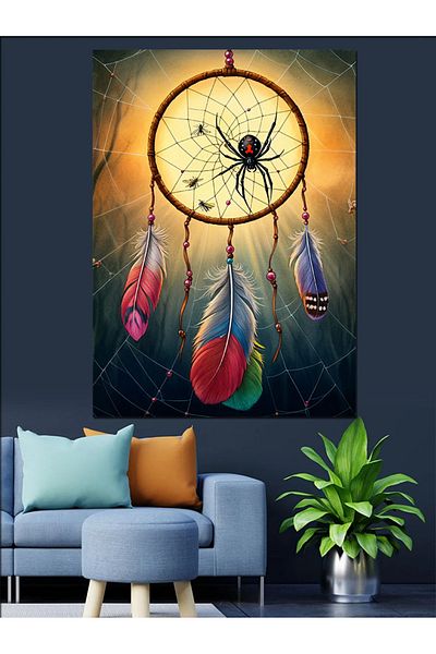 Tablomega Colorful Dreamcatcher Decorative Canvas - Mdf Wood Table