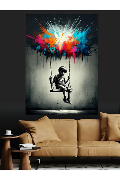 Tablomega Dream World on the Swing Decorative Canvas - Mdf Wood Table