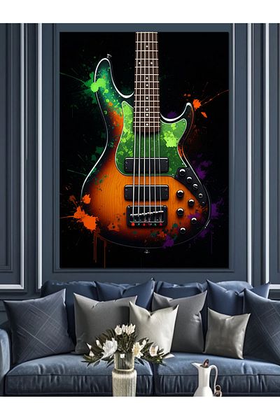 Tablomega Colorful Electro Guitar Decorative Canvas - Mdf Wooden Painting