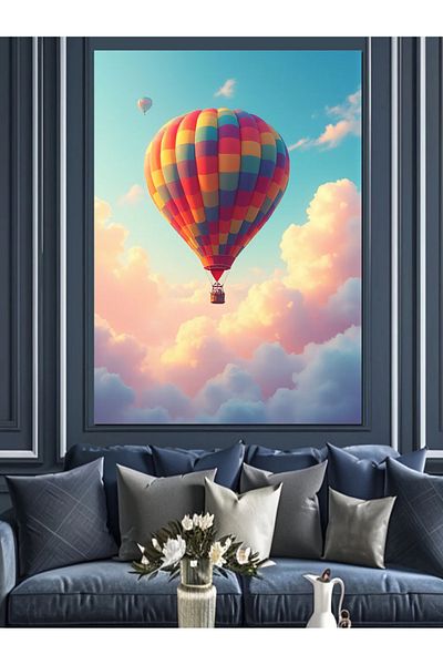 Tablomega Balloon in the Sky Decorative Canvas - Mdf Wood Table