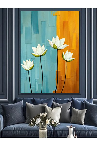 Tablomega Silence of the Lotus Decorative Canvas - Mdf Wooden Painting