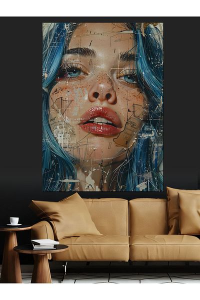 Tablomega Sad Face in Portrait Decorative Canvas - Mdf Wooden Painting