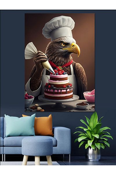 Tablomega Διακοσμητικός καμβάς Eagle Making Cake - Ξύλινος πίνακας MDF