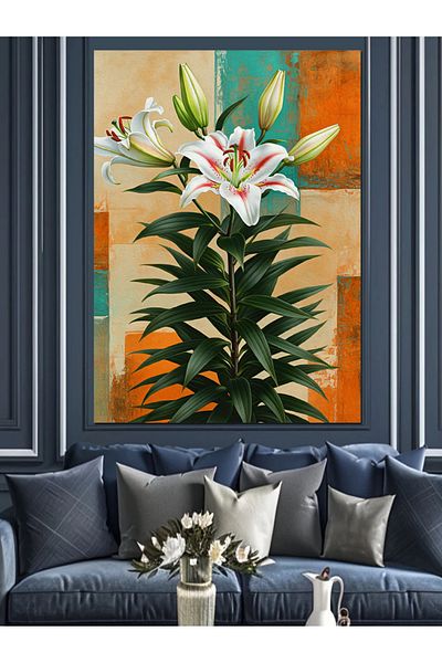 Tablomega The Delicacy of Lilies Decorative Canvas - Mdf Wooden Painting