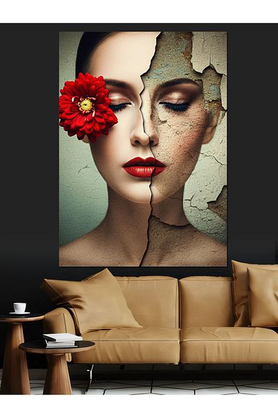 Tablomega Elegance of the Cracked Soul Decorative Canvas - Mdf Wood Table