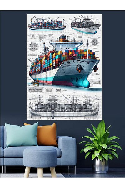 Tablomega Floating Giant Ship Design Decorative Canvas - Mdf Wooden Painting