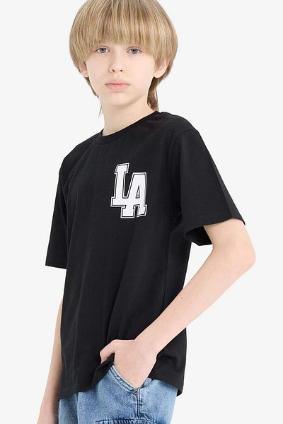 DeFacto Boy's Crew Neck Printed Short Sleeve T-Shirt F2573A825Sm