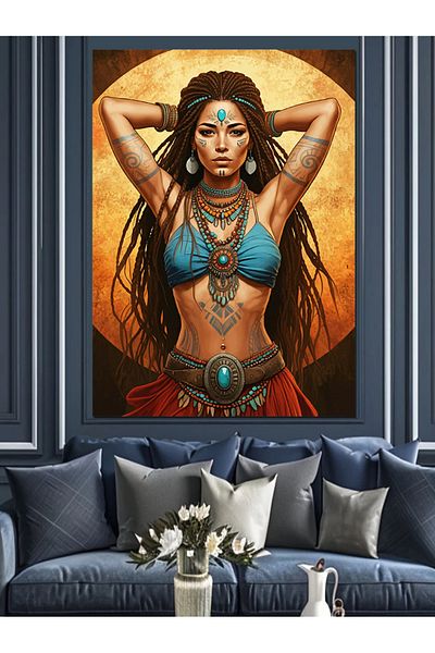 Tablomega Tattooed Woman Figure Decorative Canvas - Mdf Wooden Painting