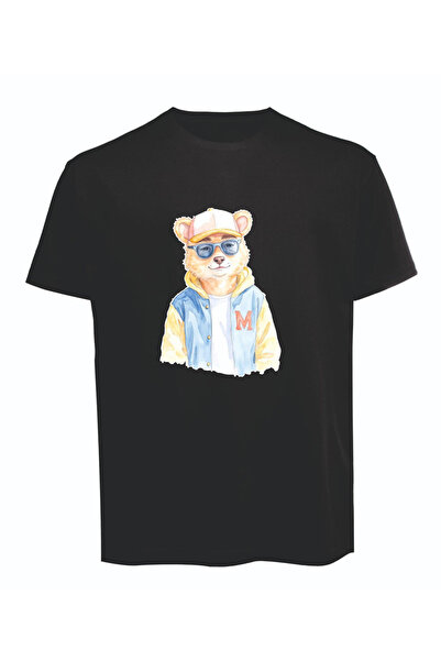 Baran Işık Unisex τζιν μπουφάν Cool Teddy Bear με στάμπα, βαμβακερό χτενισμέν...