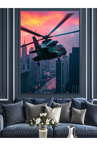 Tablomega Elicopter în cer Pânză decorativă - Lemn MDF