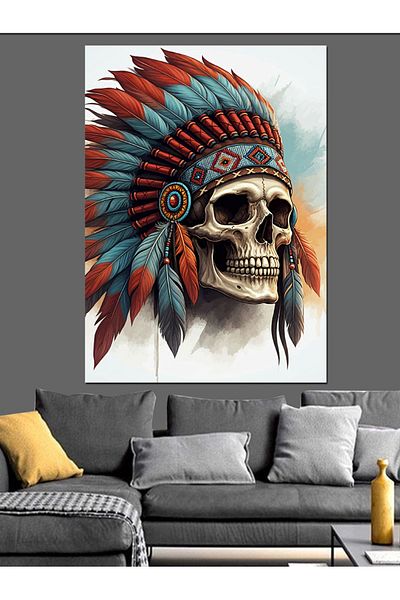 Tablomega Indian Skull Nobility Decorative Canvas - Mdf Wood Art Print