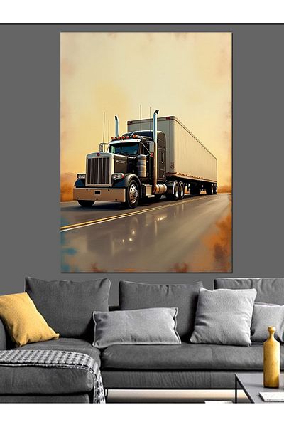 Tablomega Lonely Truck on the Road Decorative Canvas - Mdf Wooden Painting