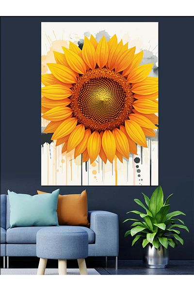 Tablomega Sun's Pupil Sunflower Decorative Canvas - Mdf Wooden Painting