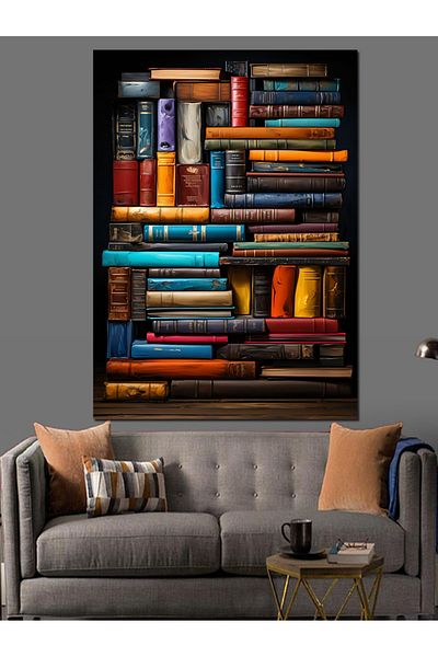 Tablomega Information Tower Bookcase Decorative Canvas - Mdf Wooden Painting