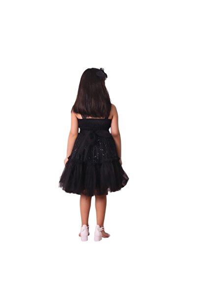 Ahsenimbebe TÜLLÜ PUL İŞLEMELİ KISA KIZ ÇOCUK ABİYE ELBİSE 5-10 YAŞ