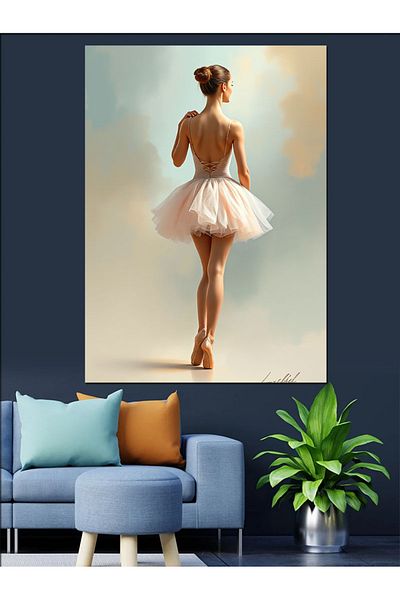 Tablomega Ballerina Elegant Posture Decorative Canvas - Mdf Wooden Painting