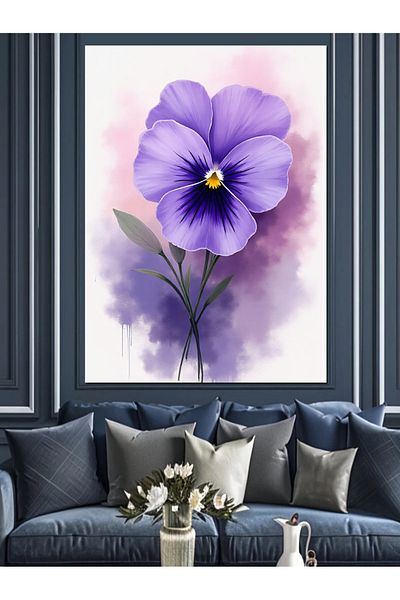 Tablomega Purple Violet Flower Decorative Canvas - Mdf Wooden Painting