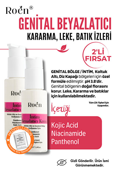 Roen Genital Bölge Beyazlatıcı Krem, Kojik Asit & Niacinamide İçerikli İntim ...