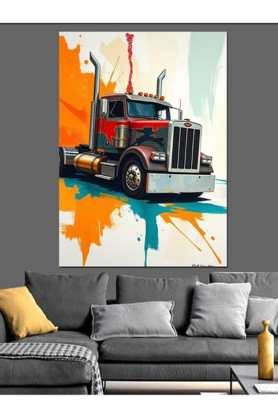 Tablomega The Power of the Red Truck Decorative Canvas - Mdf Wooden Painting