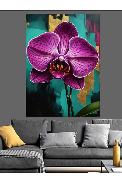 Tablomega Elegance of Purple Orchid Decorative Canvas - Mdf Wooden Painting