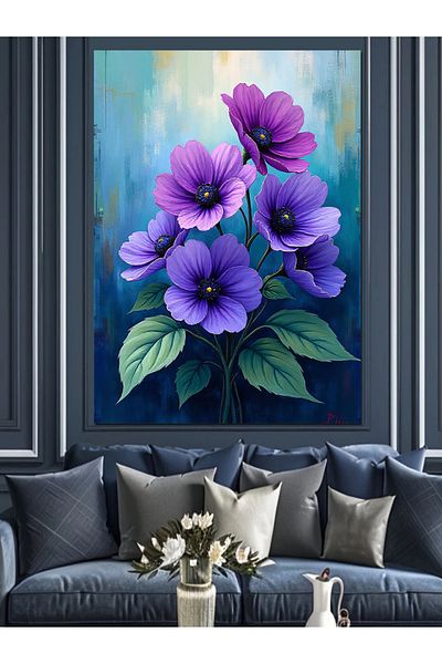 Tablomega Purple Violet Bunch Decorative Canvas - Mdf Wooden Painting