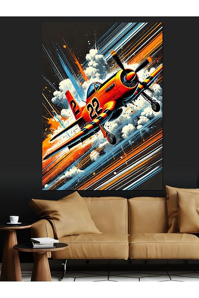 Tablomega Airplane and Energy Decorative Canvas - Mdf Wooden Painting