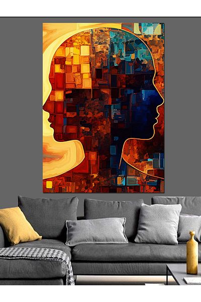 Tablomega Abstract Silhouette Figure Decorative Canvas - Mdf Wooden Painting