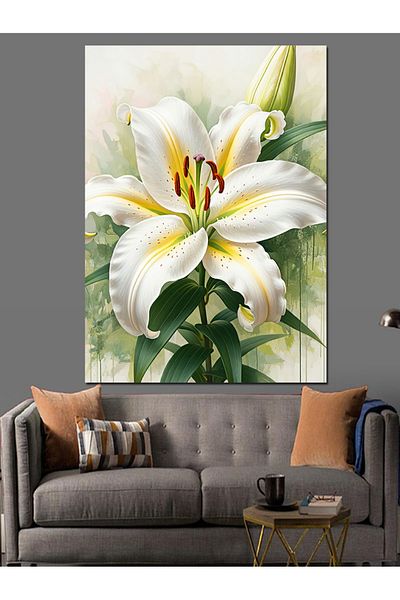 Tablomega The Purity of Lilies Decorative Canvas - Mdf Wooden Painting
