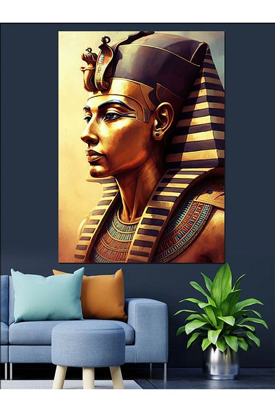 Tablomega Egyptian King Bust Decorative Canvas - Mdf Wooden Painting