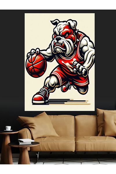 Tablomega Noble Dog of Basketball Decorative Canvas - Mdf Wooden Painting