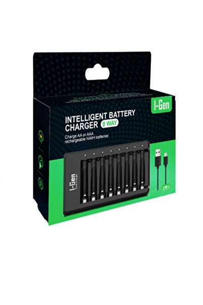 I Gen I-gen G800 8'li Pil Şarj Aleti Aa/aaa Kalem Pil Uyumlu Type-c Giriş Akıllı Hızlı Pil Şarj Cihazı