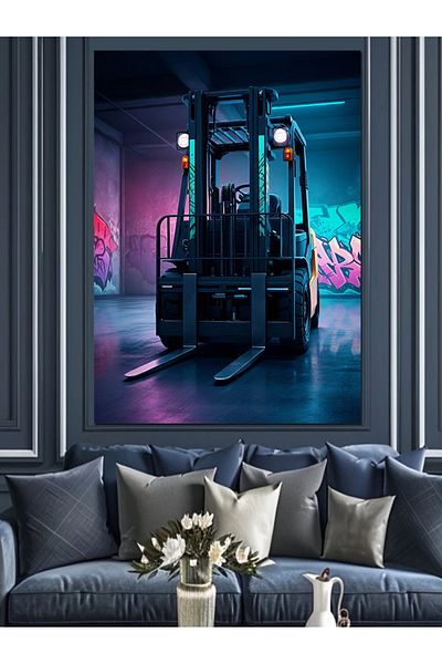 Tablomega Artistic Forklift Design Decorative Canvas - Mdf Wooden Painting