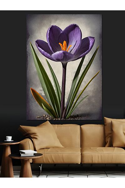 Tablomega Violet Flower Purity Decorative Canvas - Mdf Wooden Table