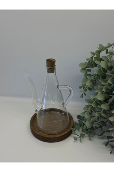 BUCOLIC Ahşap Altlıklı Borosilikat Cam Yağdanlık-Sosluk