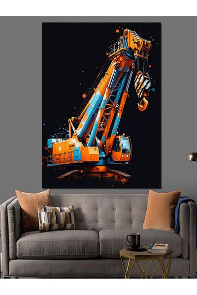 Tablomega Construction Machine Decorative Canvas - Mdf Wooden Table