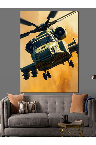 Tablomega Helicopter's Power Theater Decorative Canvas - Mdf Wooden Painting