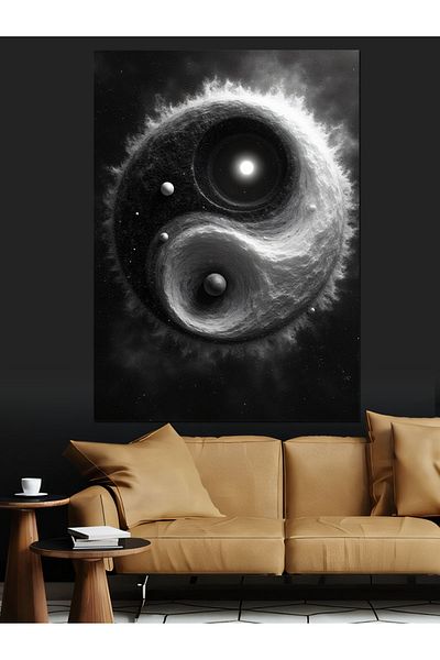 Tablomega Yin-Yang Galaxy Decorative Canvas - Mdf Wood Table