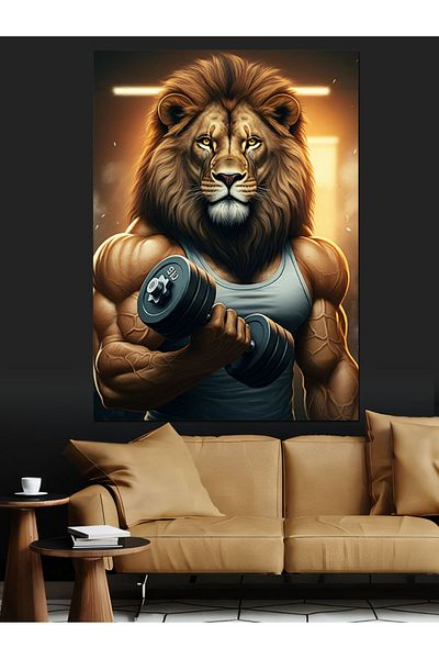 Tablomega Lion Power Decorative Canvas - Mdf Wooden Painting