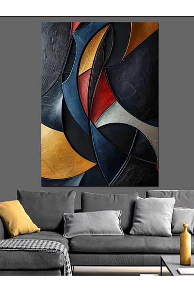 Tablomega Linii curbate colorate abstracte Pânză decorativă - Lemn MDF Pictură