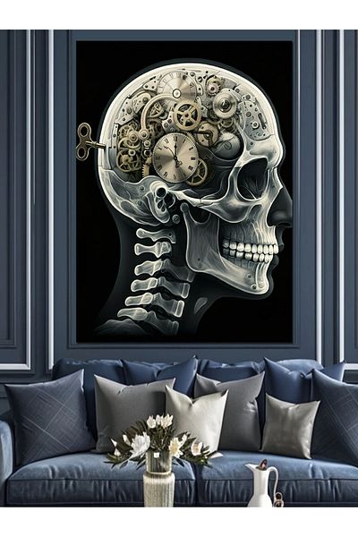 Tablomega Mind Wheels and Skull Decorative Canvas - Mdf Wooden Painting