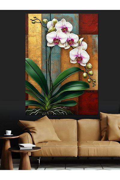 Tablomega Elegant Flowers of Orchid Decorative Canvas - Mdf Wooden Painting