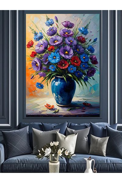 Tablomega Flower Vase Vitality Decorative Canvas - Mdf Wooden Table