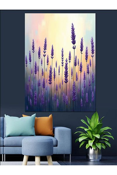 Tablomega Purple Lavender Field Decorative Canvas - Mdf Wooden Painting