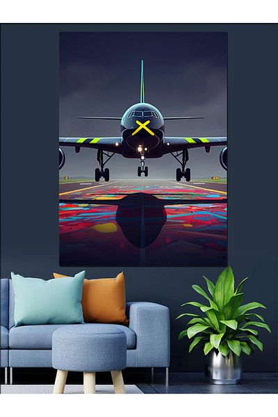 Tablomega Airport Runway Shine Decorative Canvas - Mdf Wooden Painting