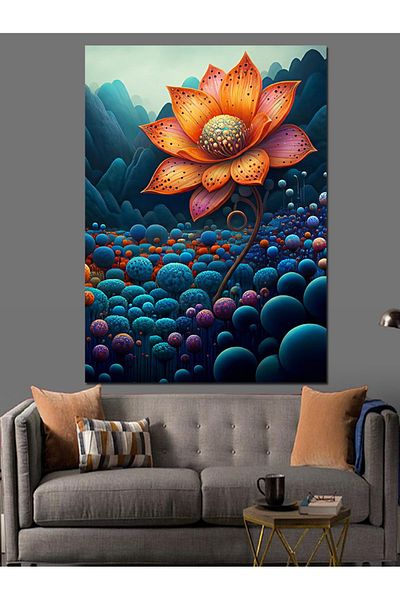 Tablomega Colorful Lotus Flower Decorative Canvas - Mdf Wooden Painting