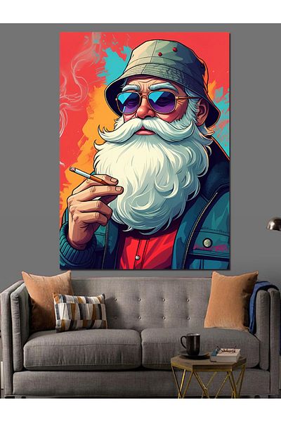 Tablomega Modern Style Bearded Man Figure Decorative Canvas - Mdf Wooden Painting
